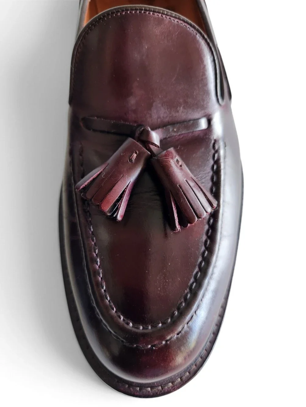 Polo Ralph Lauren Maestra Tassel Calfskin Loafer Sz 10 Cordovan Made in Italy